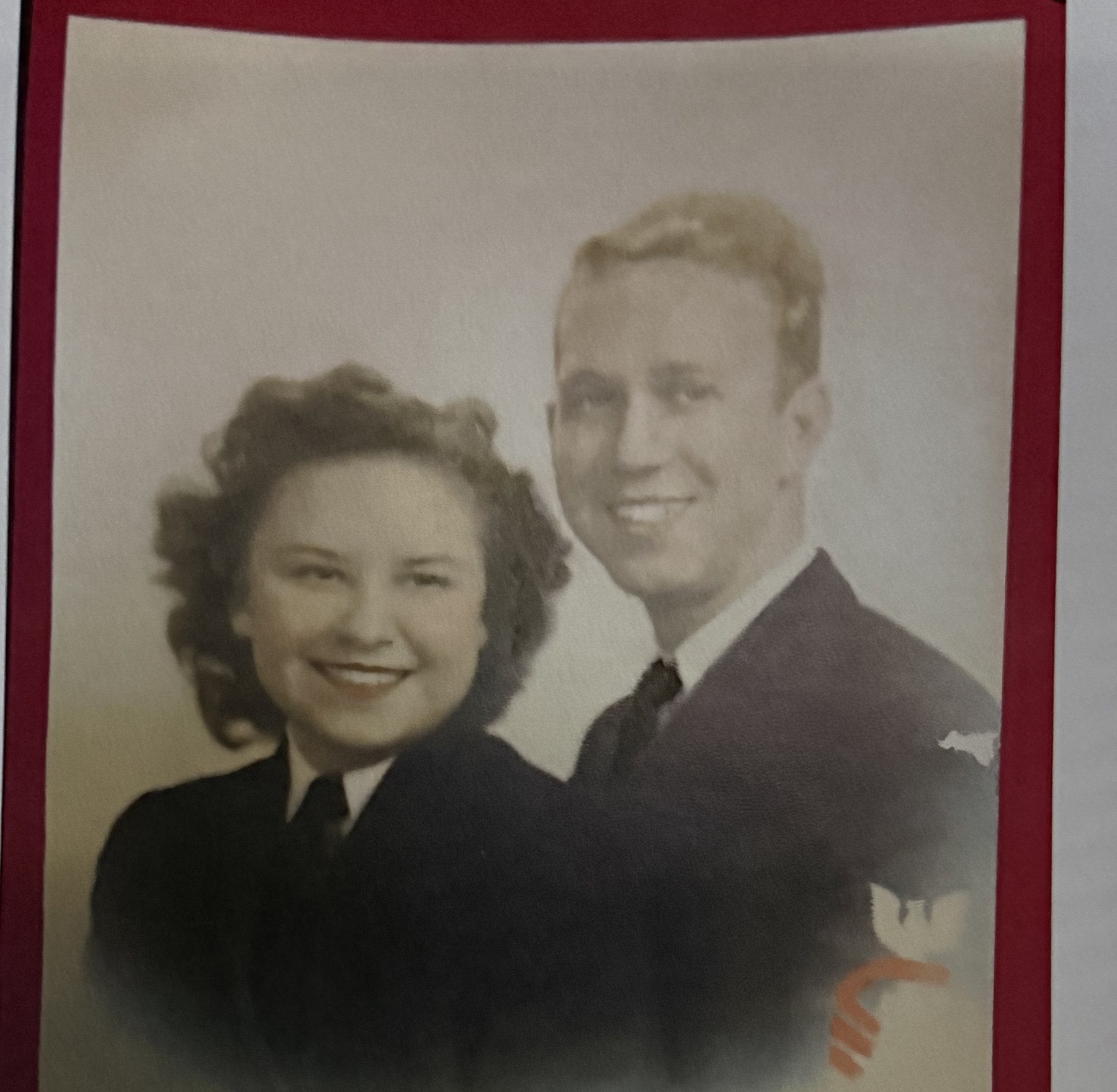 Robert Keith Krotzer and Christine "Penny" Zurawka in uniform, wartime portrait