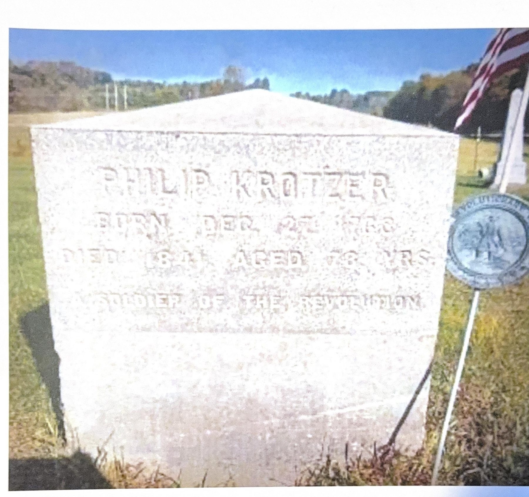 Philip Krotzer's headstone, Clarion County